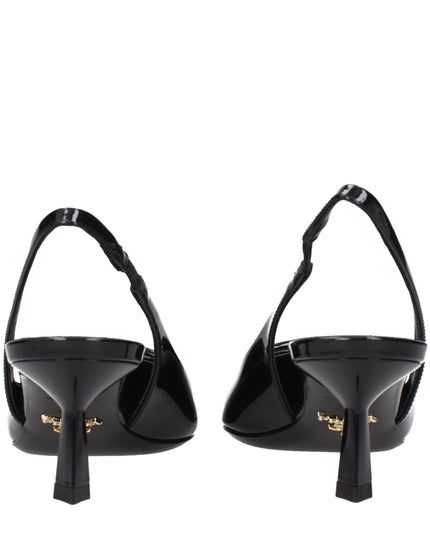 Prada Black Leather Mid Heel Pumps