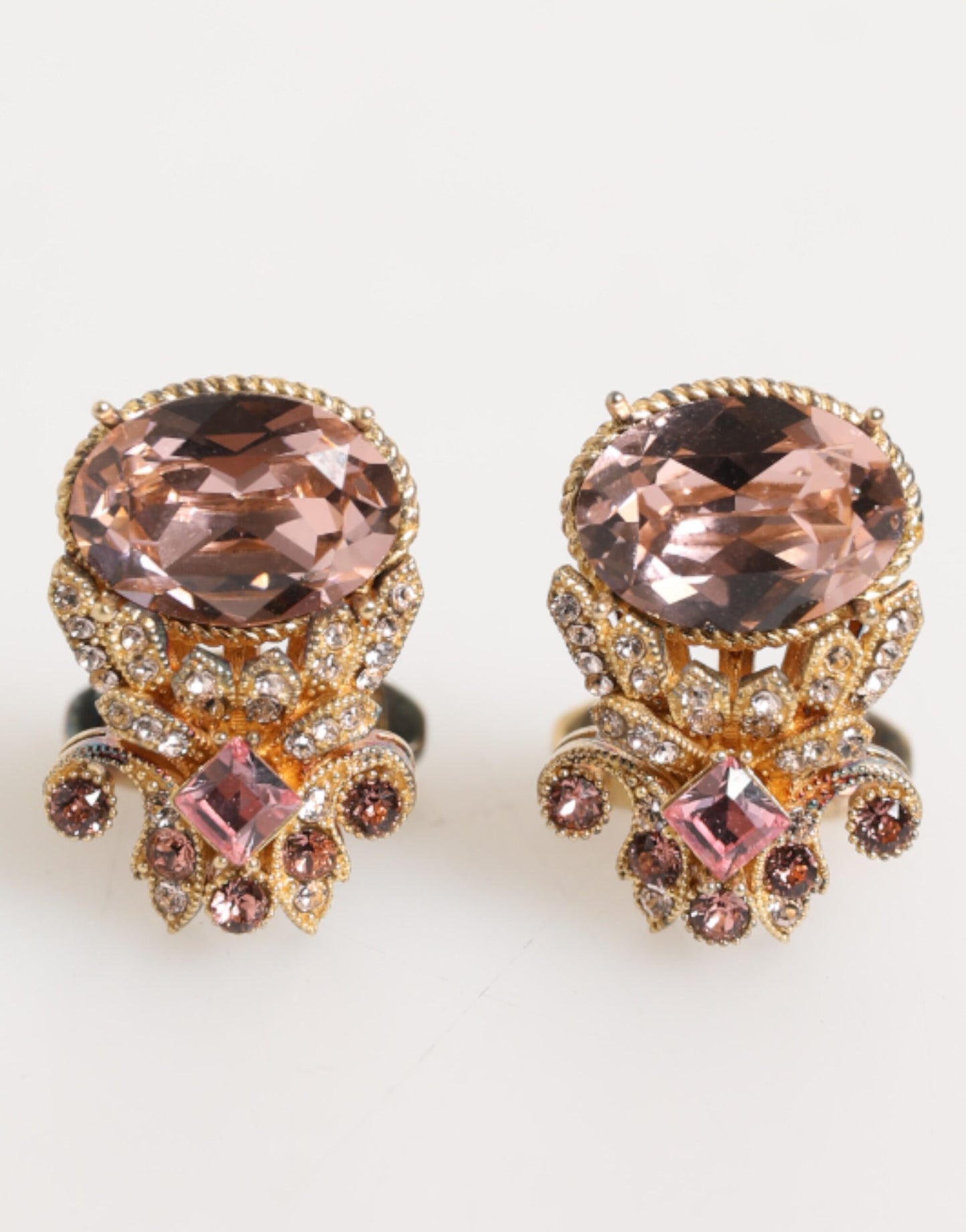 Dolce & Gabbana Gold Tone 925 Sterling Silver Crystal Accessory Cufflinks