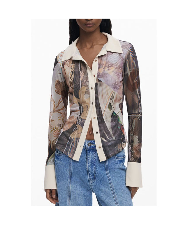 Desigual Beige Polyester Shirt