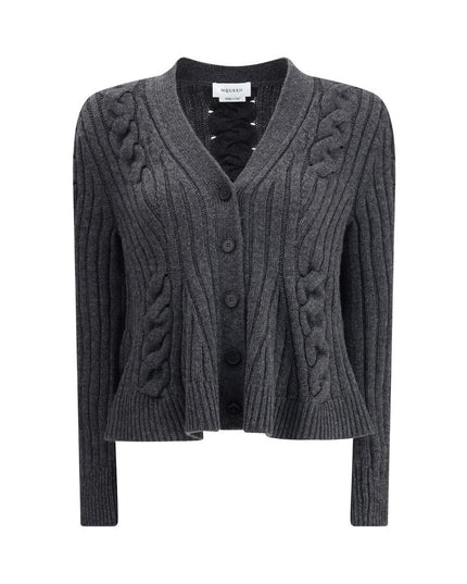 Alexander McQueen Peplum Cable Cardigan