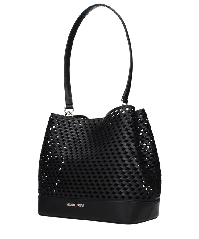 Michael Kors Black Leather Shoulder Bags