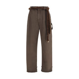 Darkpark Lisa Fur Belt Adorned Loose Fit Carpenter Pants