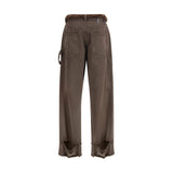 Darkpark Lisa Fur Belt Adorned Loose Fit Carpenter Pants