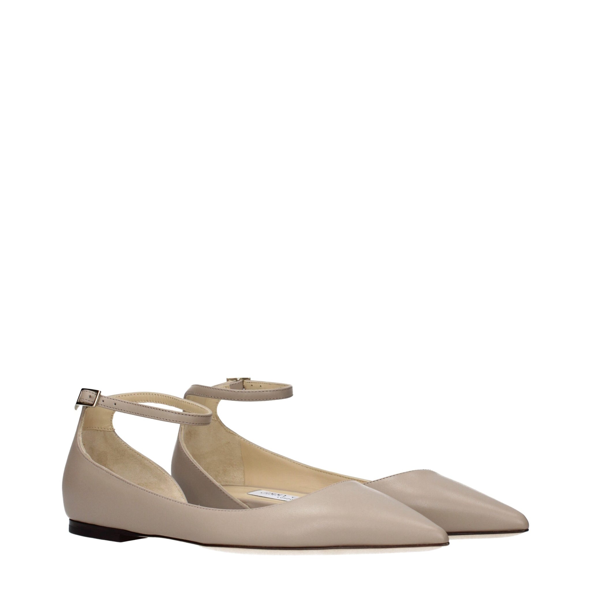 Jimmy Choo Gray Leather Ballet Flats
