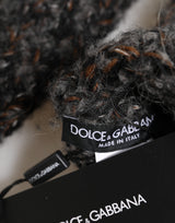 Dolce & Gabbana Gray Virgin Wool Knitted Fingerless Men Gloves