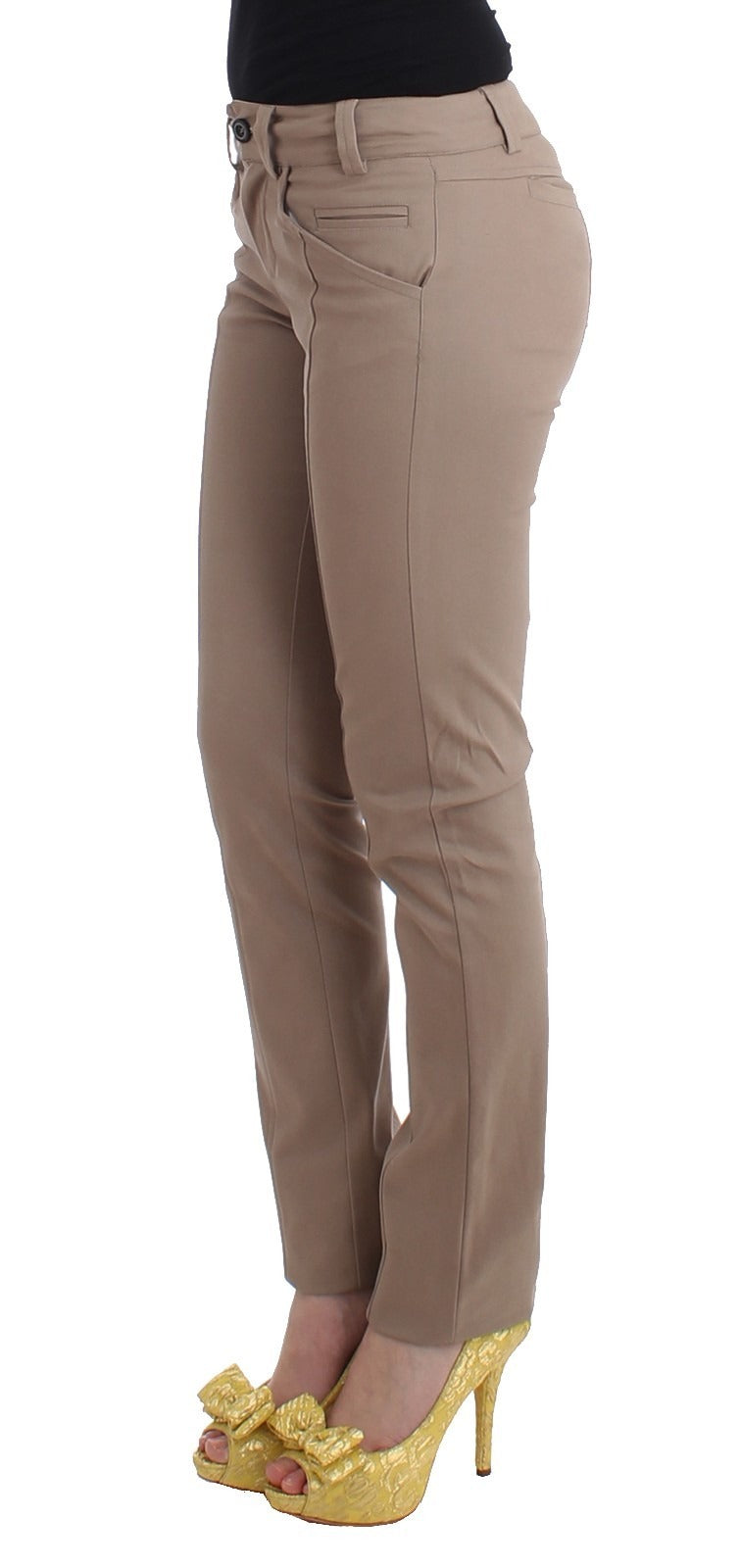 Cavalli Class Beige Dress Skinny Slim Straight Chinos Pants
