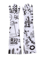 Dolce & Gabbana Black White DG Logo Elbow Length Mitten Gloves