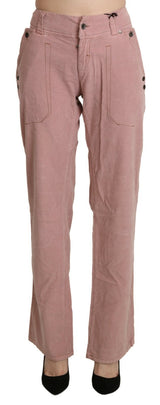 Ermanno Scervino Cotton Pink High Waist Straight Trouser Pants