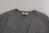 Scervino Street Cotton Gray Round Neck Pullover Top Sweater