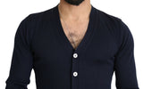 Karl Lagerfeld Wool Blue Full Button Cardigan Mens Top Sweater