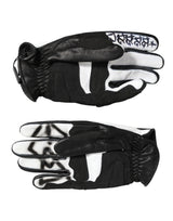 Dolce & Gabbana Gloves Black White Crystal Wrist Length Mitten  Gloves
