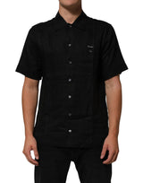 Carhartt Wip Black Linen Collared Short Sleeve Polo Shirt