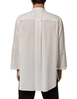 Dolce & Gabbana White Cotton Floral Print Button Down Shirt