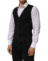 Dolce & Gabbana Black Wool Dress Formal Men Waistcoat Vest