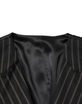 Dolce & Gabbana Black Stripes Wool Dress Men Waistcoat Vest