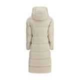 Moncler The long Down Jacket with hood and wool trims
