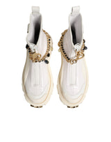Dolce & Gabbana White Leather Rubber Logo Ankle Boots Shoes