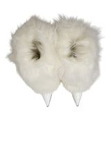 Dolce & Gabbana White Fur Pointed Knee High Stiletto Boots Shoes