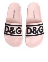 Dolce & Gabbana Pink Rubber Slides Sandals Beachwear Shoes