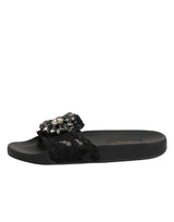 Dolce & Gabbana Black Devotion Matelassé Leather Slides Shoes