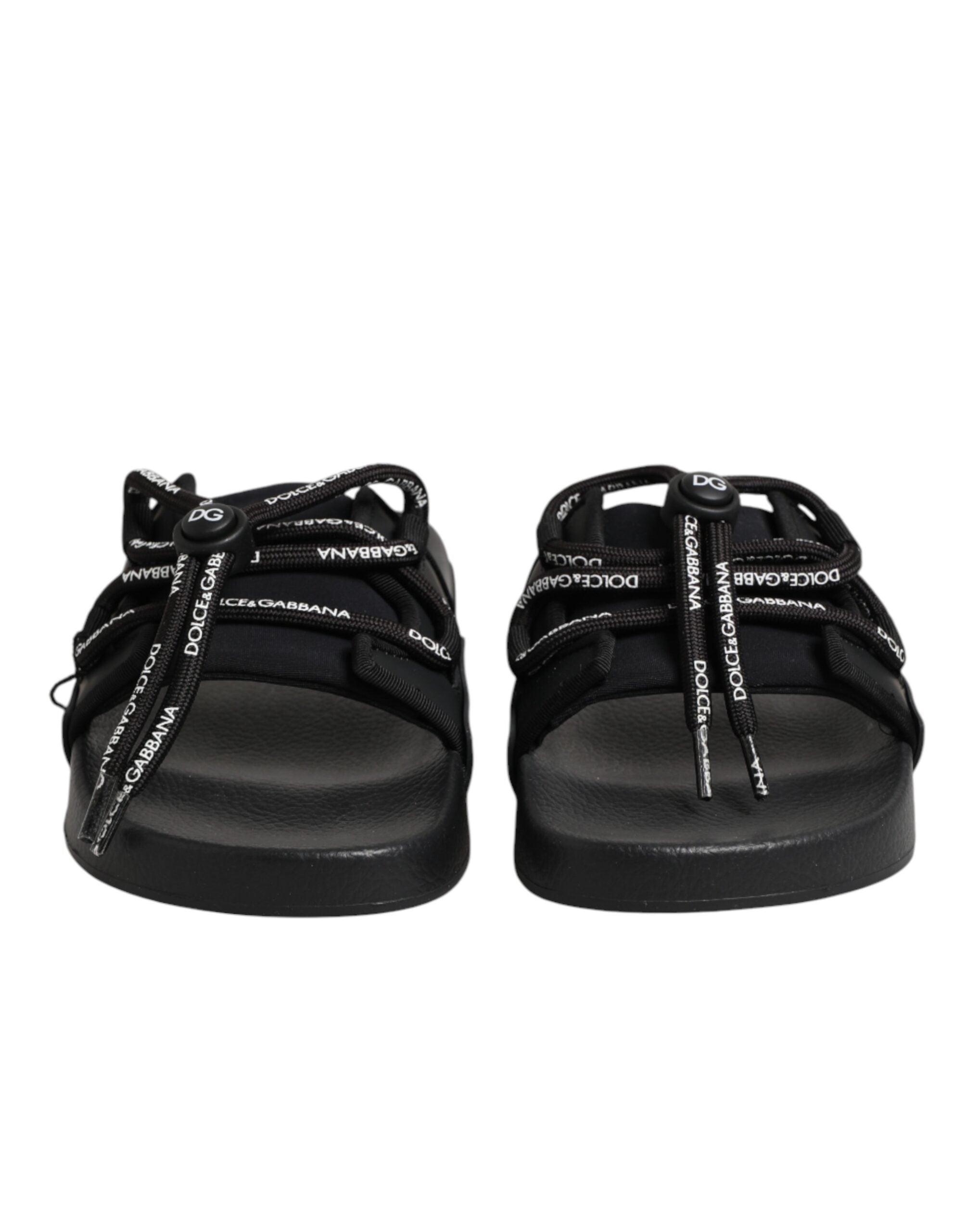 Dolce & Gabbana Black logo print Slides Beachwear Shoes