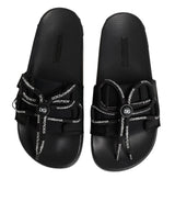 Dolce & Gabbana Black logo print Slides Beachwear Shoes