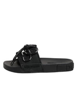 Dolce & Gabbana Black logo print Slides Beachwear Shoes