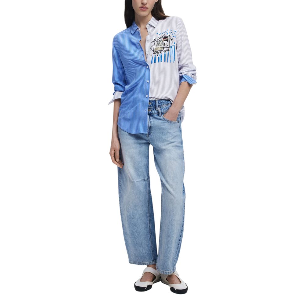 Desigual Light Blue Viscose Blouse