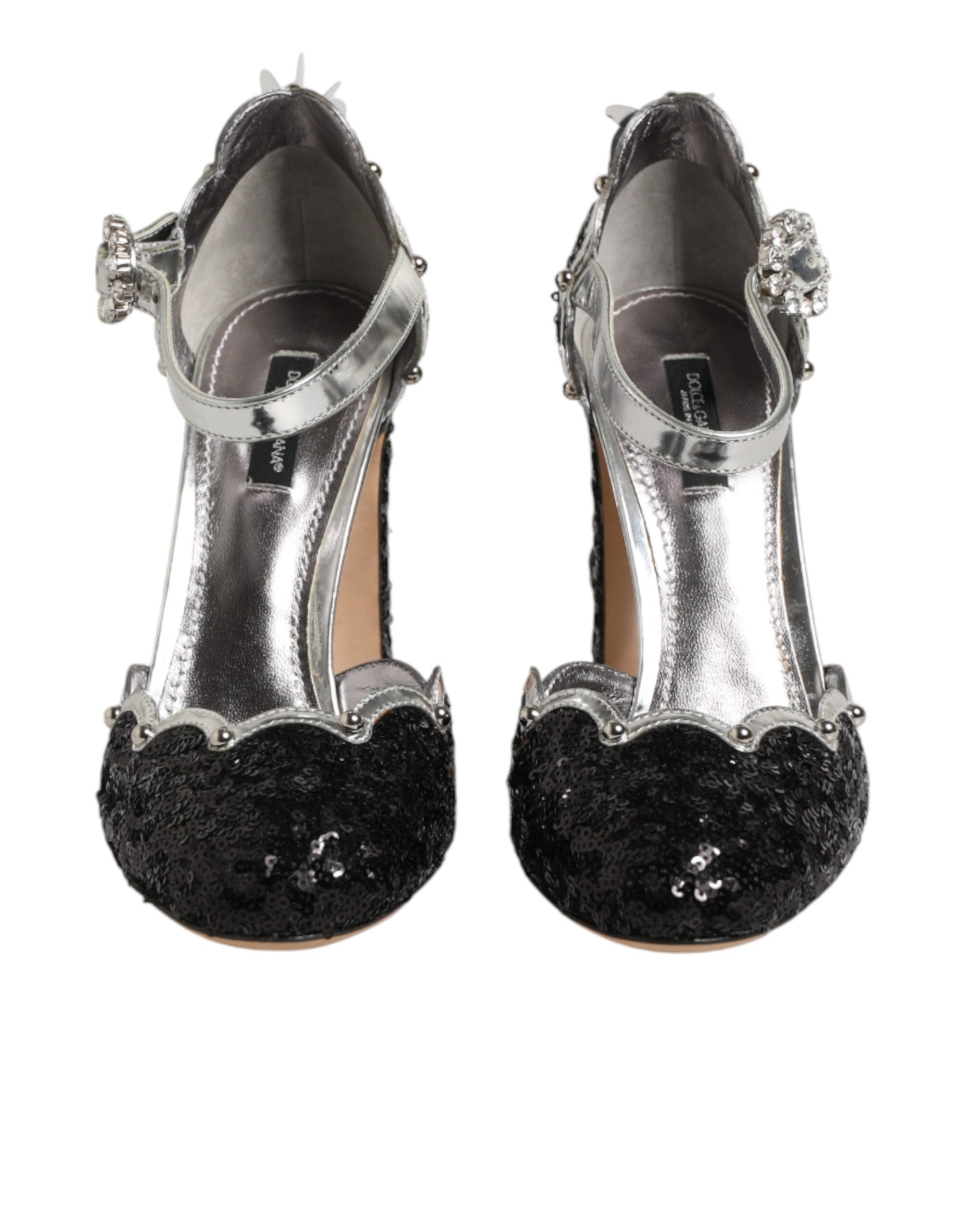 Dolce & Gabbana Black Sequined Ankle Strap Sandals Shoes