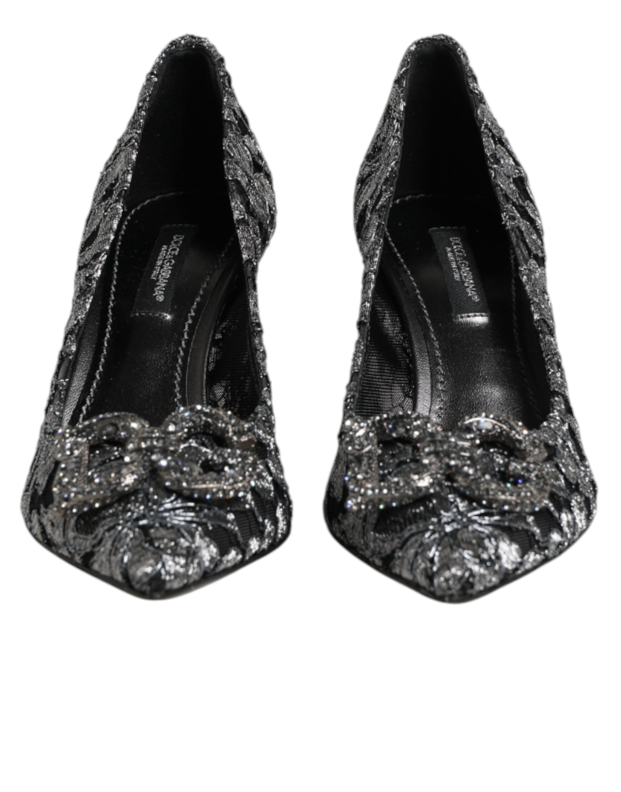 Dolce & Gabbana Silver Lace DG Amore Heels Pumps Shoes