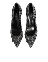 Dolce & Gabbana Silver Lace DG Amore Heels Pumps Shoes