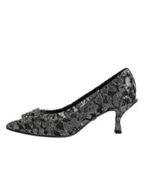 Dolce & Gabbana Silver Lace DG Amore Heels Pumps Shoes