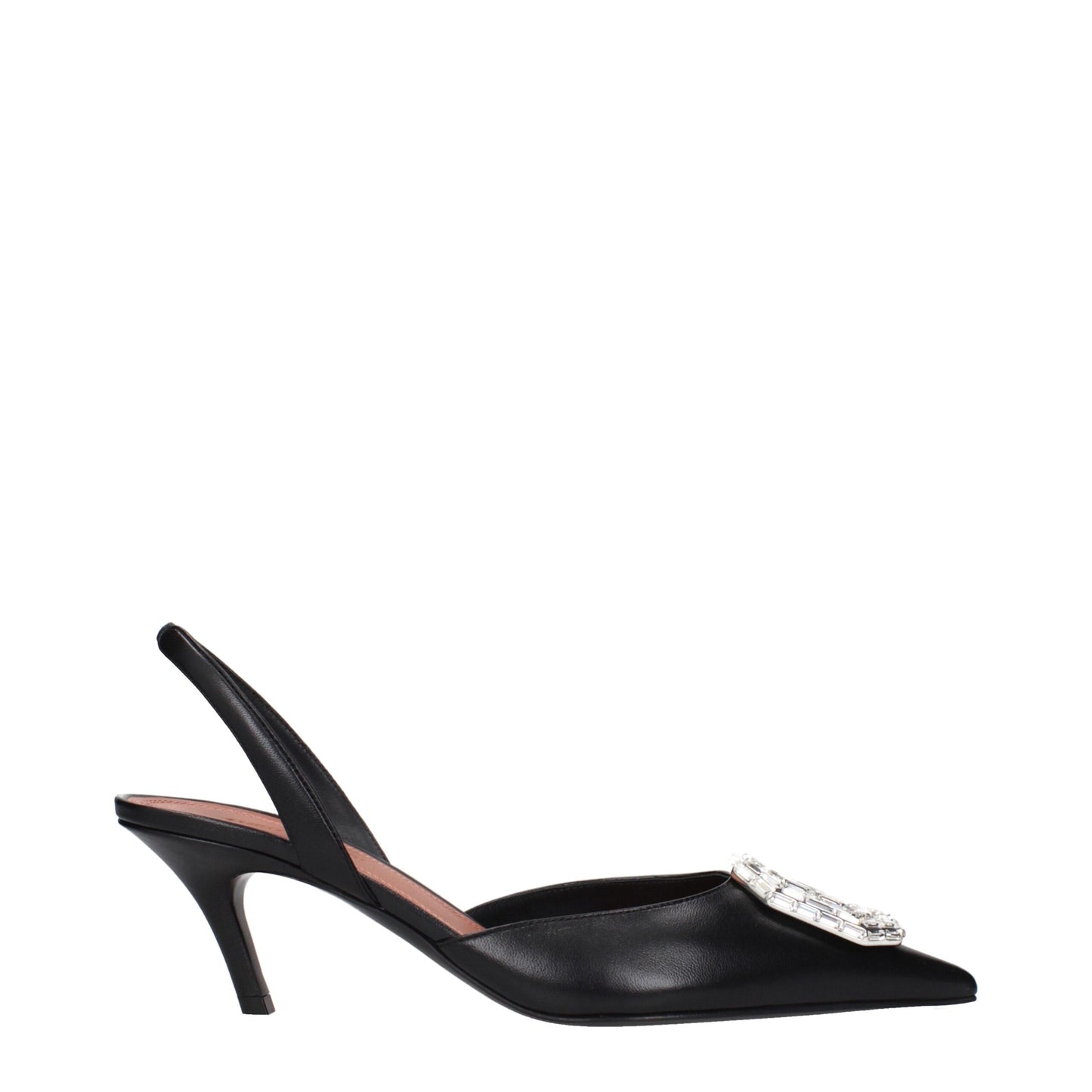 Amina Muaddi Black Leather Pumps
