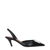 Amina Muaddi Black Leather Pumps