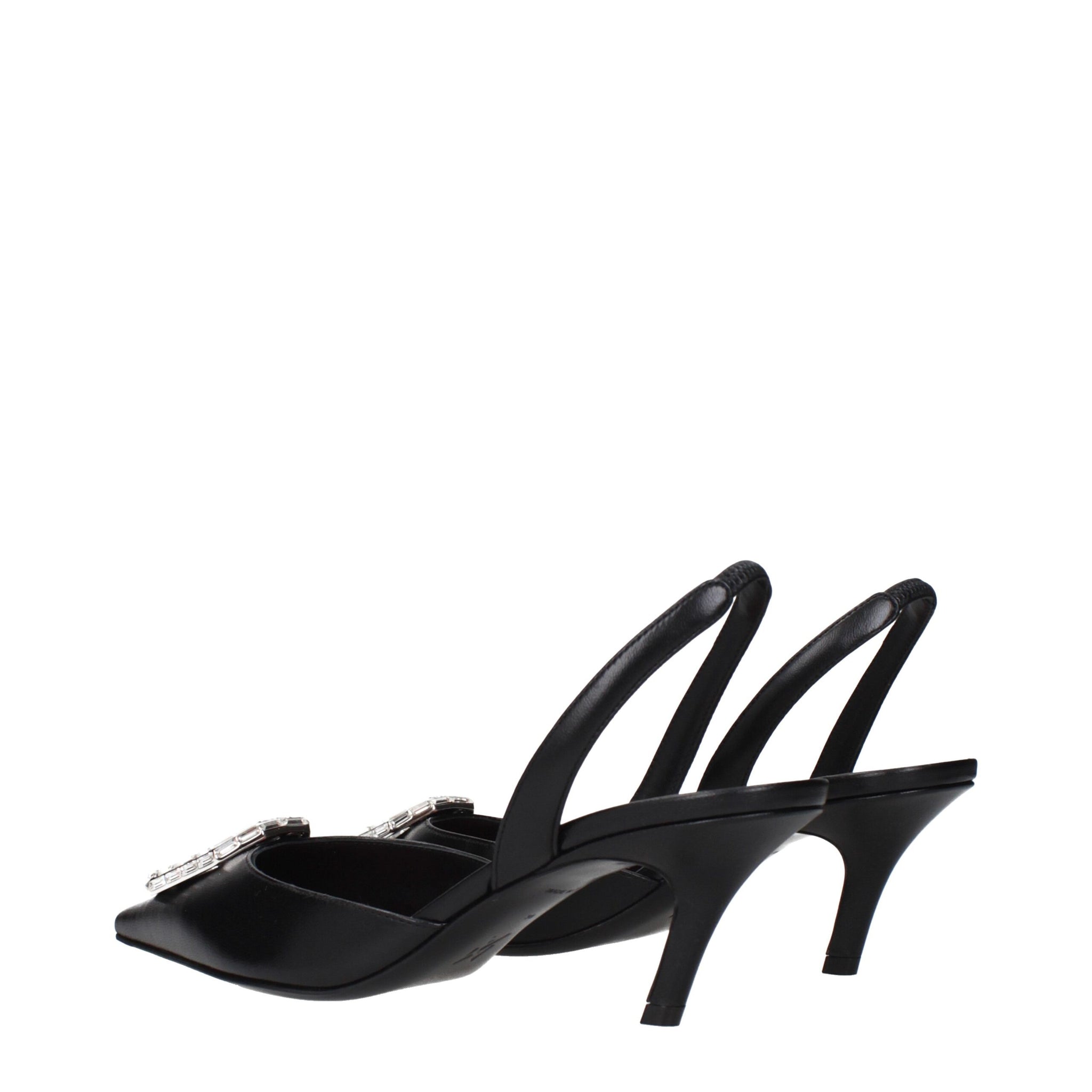 Amina Muaddi Black Leather Pumps