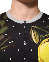 Dolce & Gabbana Black Polka Dot Lemons Horse Henley T-Shirt