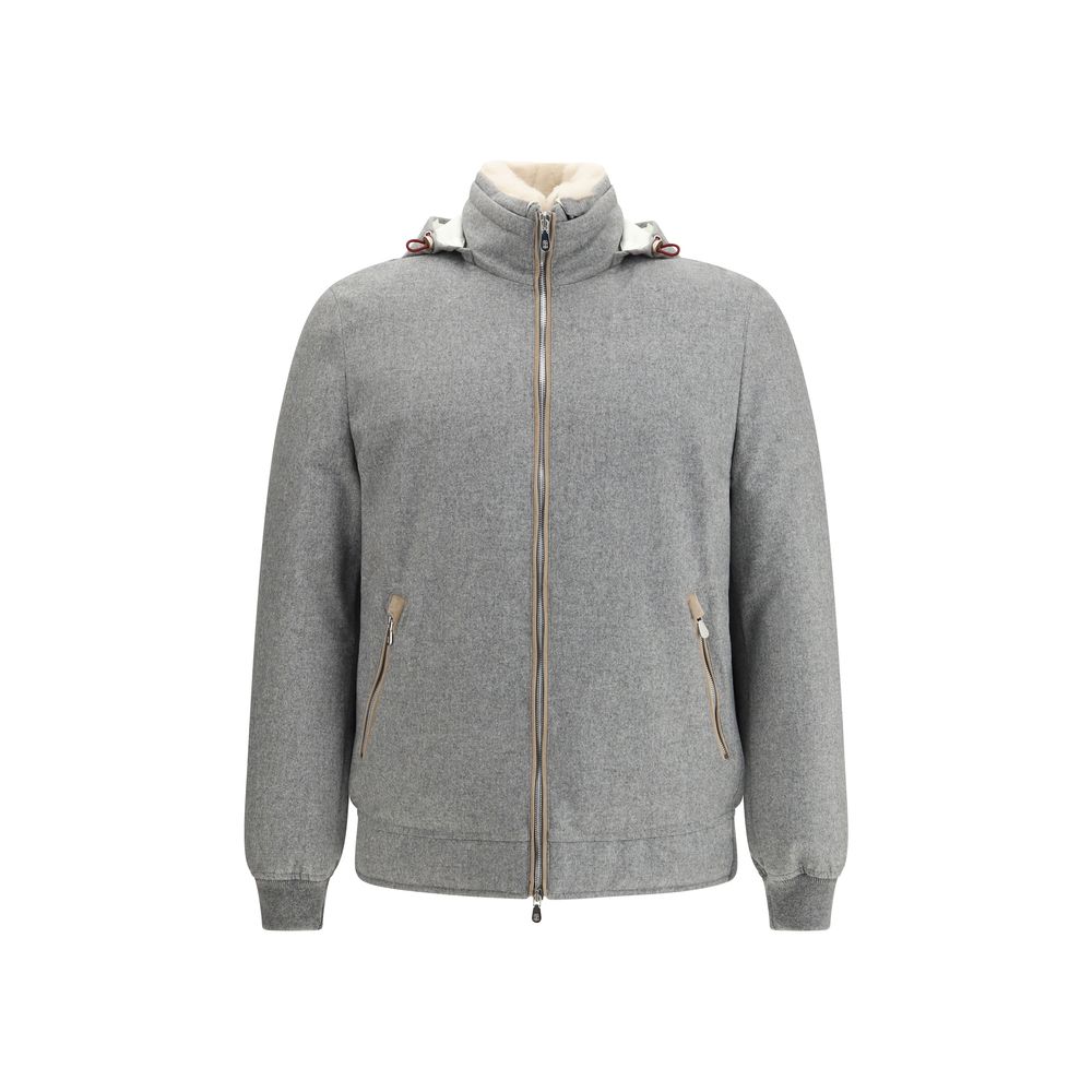 Brunello Cucinelli Gray Wool Full-Length Jacket