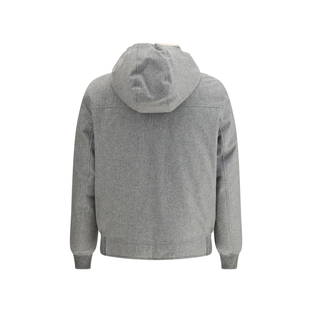 Brunello Cucinelli Gray Wool Full-Length Jacket