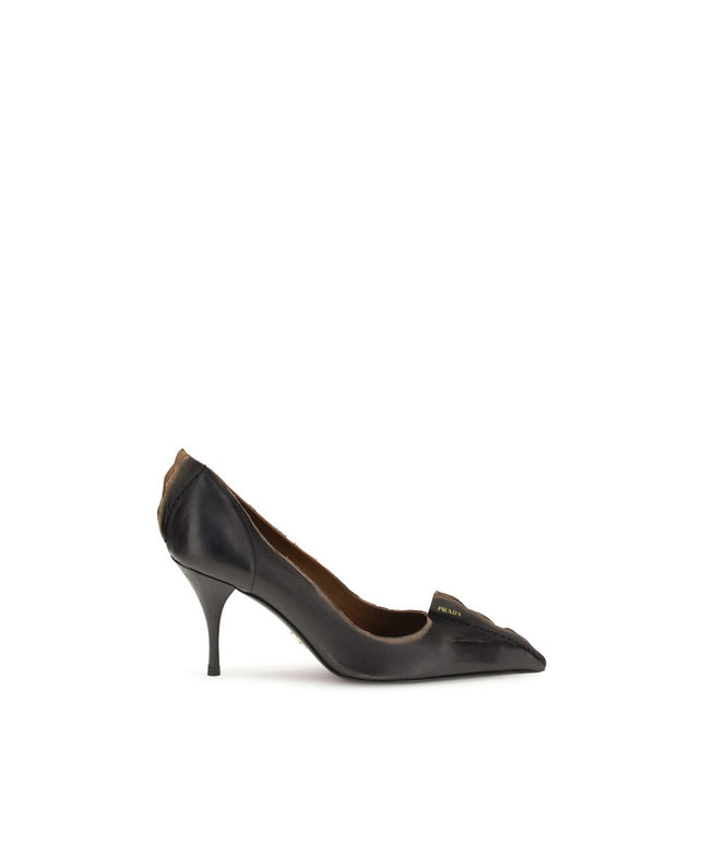 Prada Black Leather High Heel Pumps