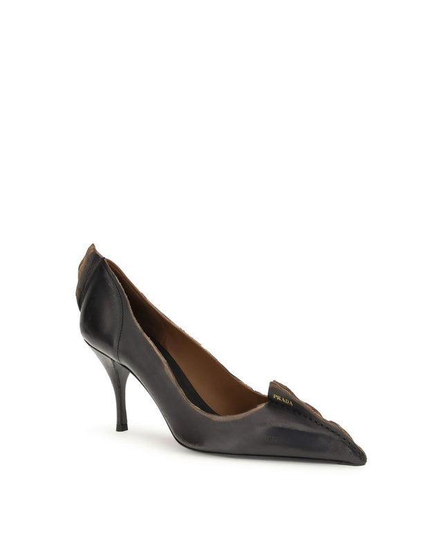 Prada Black Leather High Heel Pumps