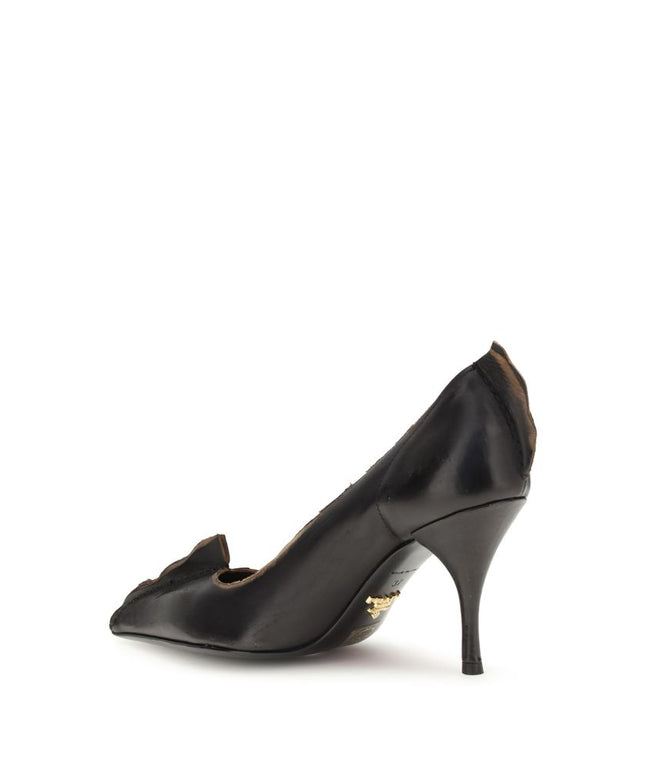 Prada Black Leather High Heel Pumps