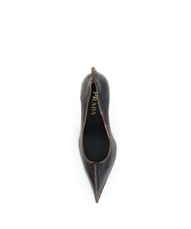 Prada Black Leather High Heel Pumps