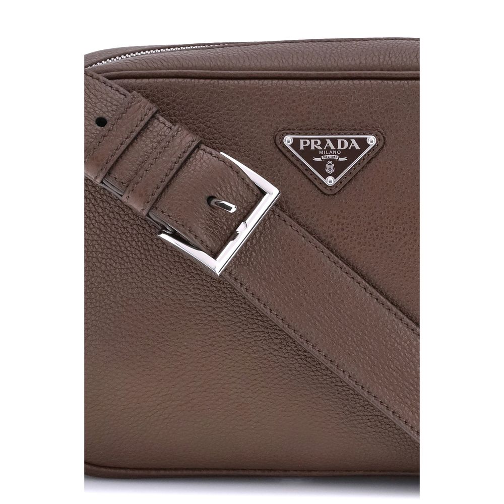 Prada Brown Calf Leather Bos Taurus Shoulder Bag