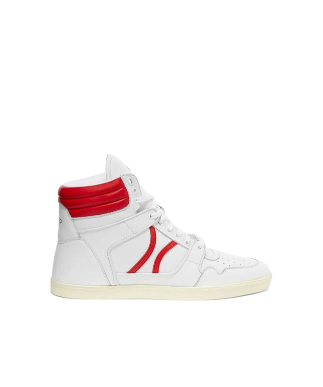 Celine White Lamb Leather High Top Sneakers