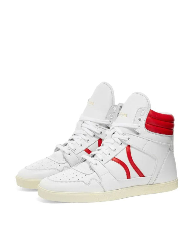 Celine White Lamb Leather High Top Sneakers