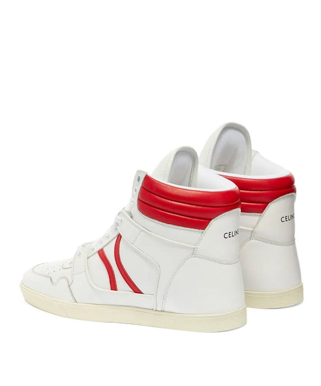 Celine White Lamb Leather High Top Sneakers