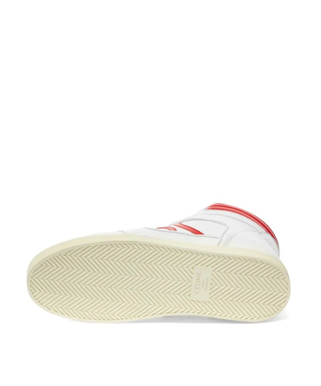 Celine White Lamb Leather High Top Sneakers