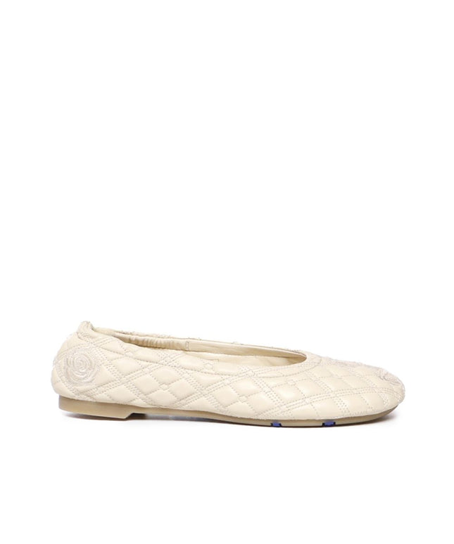 Burberry White Lamb Leather Ballet Flats