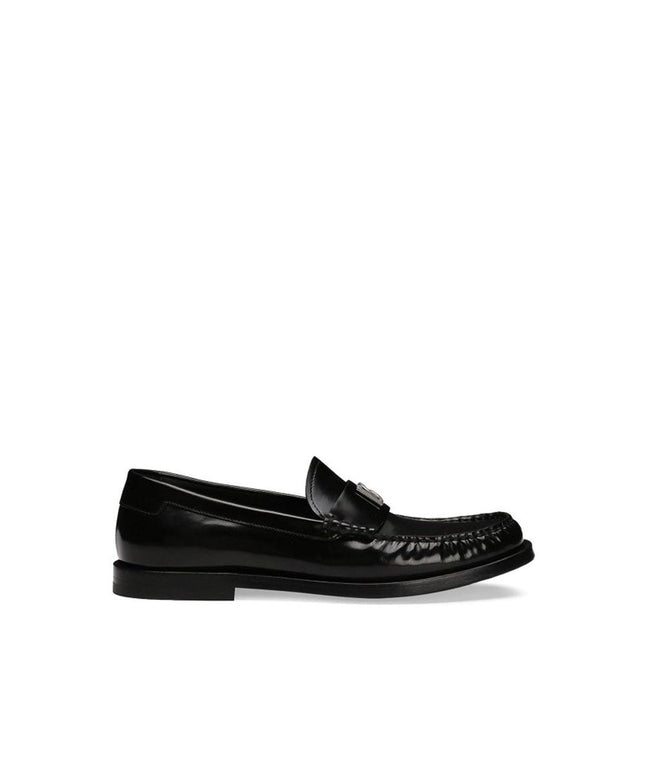 Dolce & Gabbana Black Calfskin Slip-On Loafers