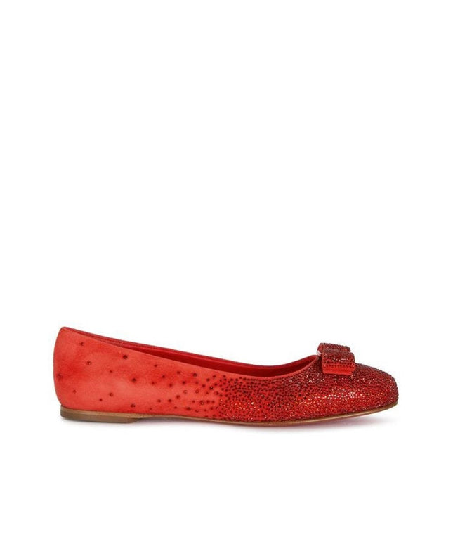 Salvatore Ferragamo Red Calfskin Ballet Flats